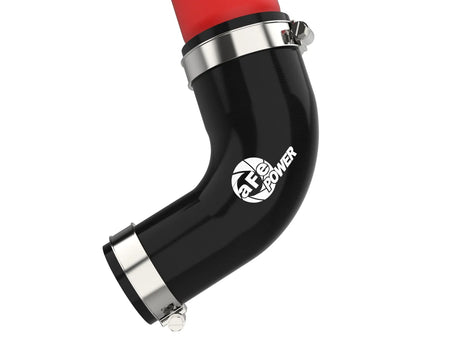 Red aFe BladeRunner 2.5-inch aluminum hot-side charge pipe for 2023–2026 Toyota Sequoia hybrid - Silicone Elbow