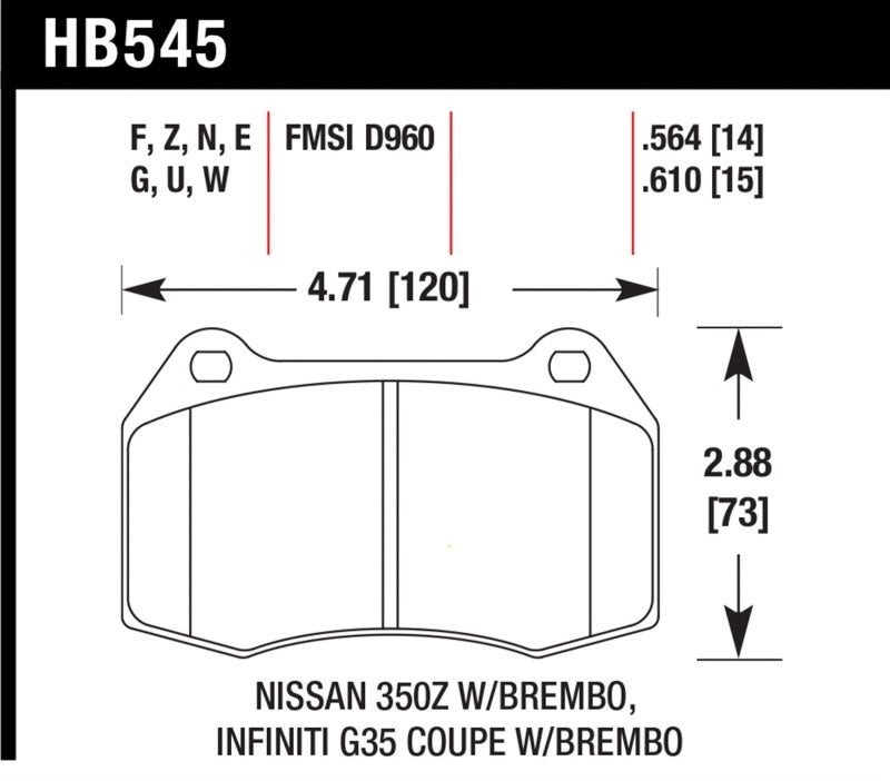 Hawk Performance Ceramic Street Front Brake Pads | HB545Z.564