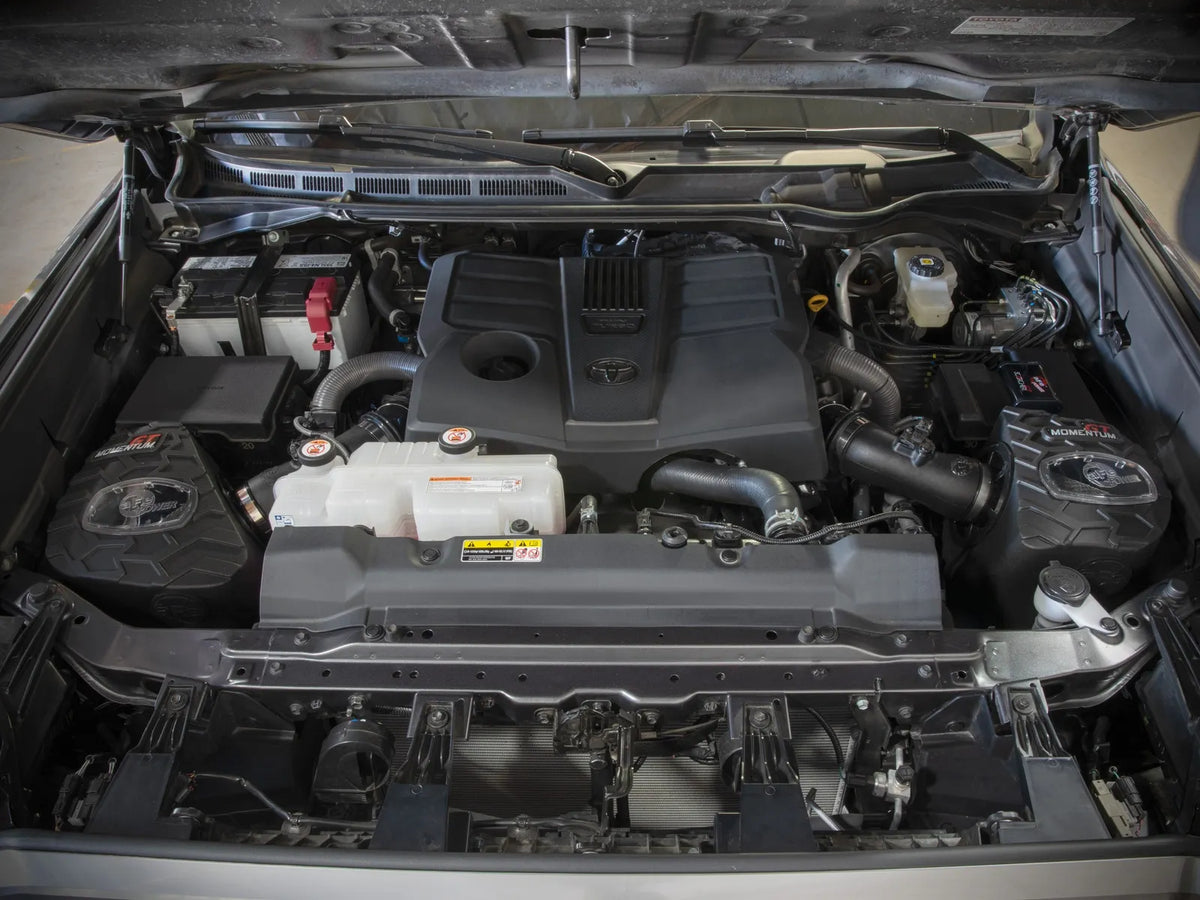 aFe Momentum GT dual Pro DRY S cold air intake for 2022–2026 Toyota Tundra 3.4L - installed valve