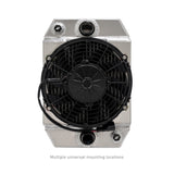 Mishimoto universal drag race aluminum radiator natural finish Assembled view