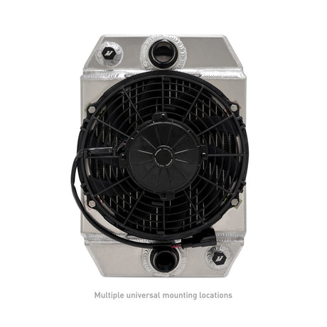 Mishimoto universal drag race aluminum radiator natural finish Assembled view