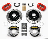 Wilwood 140-13181-DR Dynapro rear parking brake kit with red calipers and drilled slotted rotors