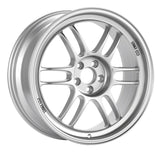 Enkei RPF1 silver 17x9 wheel with 5x100 bolt pattern and +35 mm offset