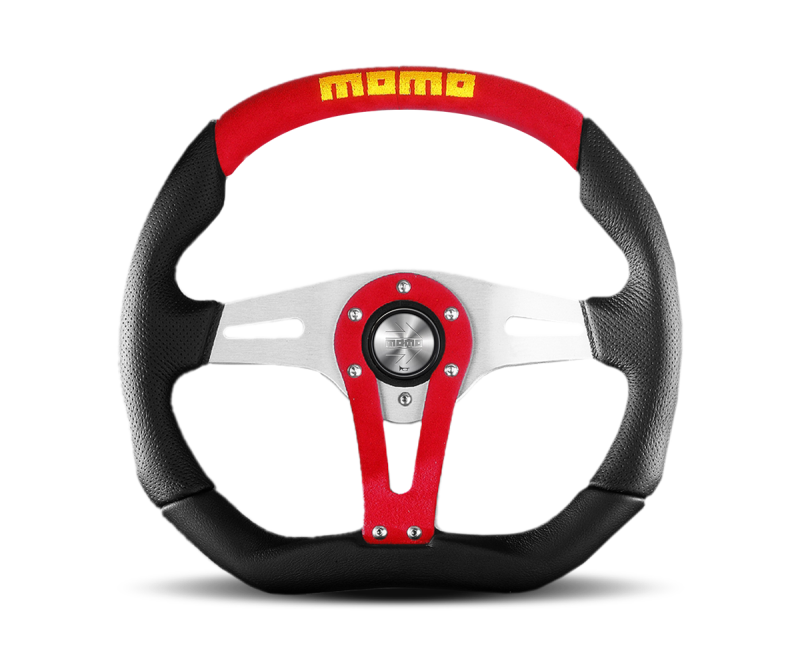 Momo Trek Steering Wheel 350mm 4 Black AirLeather/Brshd Al Spokes