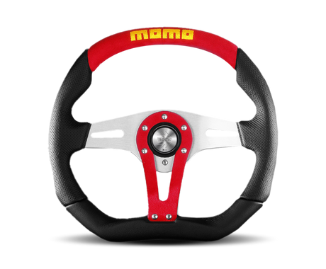 Momo Trek Steering Wheel 350mm 4 Black AirLeather/Brshd Al Spokes