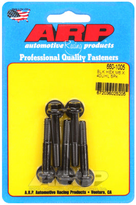 ARP M6 x 1.00 x 40 Black Oxide Hex Bolts (5/pkg)