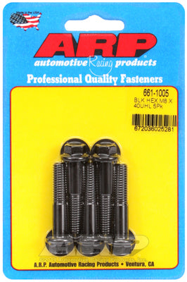 ARP M8 x 1.25 40mm Hex Black Oxide Bolts (5/pkg)