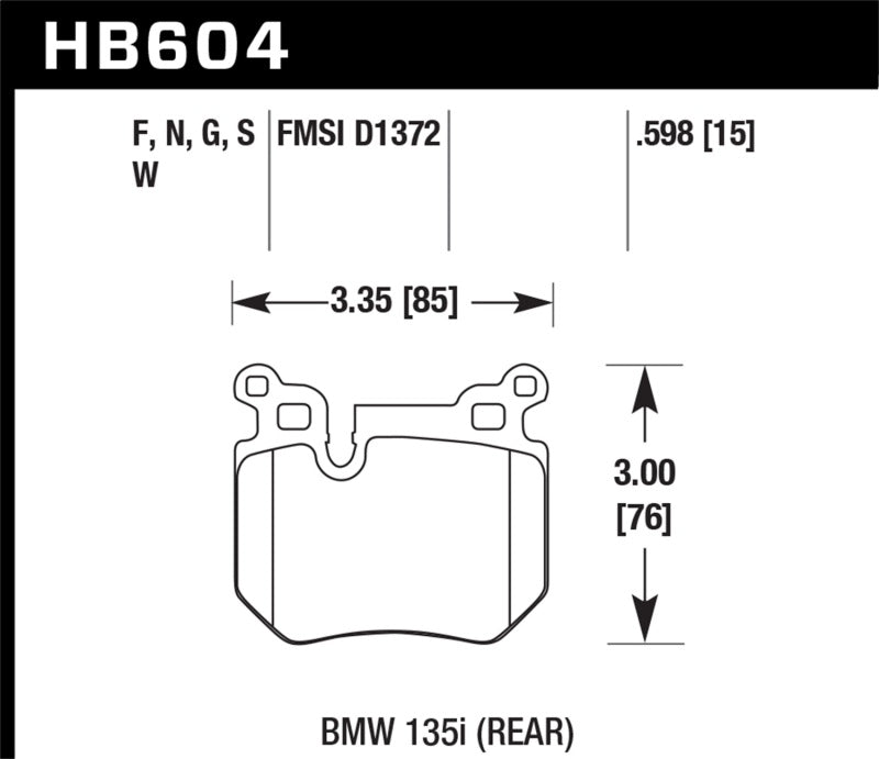Hawk HP+ Street Rear Brake Pads | HB604N.598