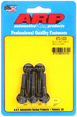 ARP M6 x 1.00 x 30 Black Oxide 12pt Bolts (5/pkg)