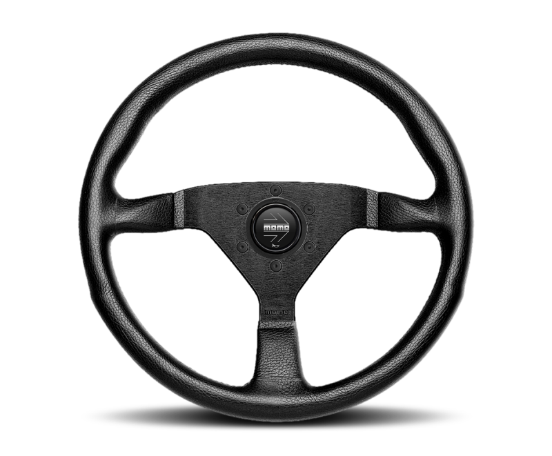 Momo Montecarlo Steering Wheel 350mm Black Leather/Red Stitch/Black Spokes