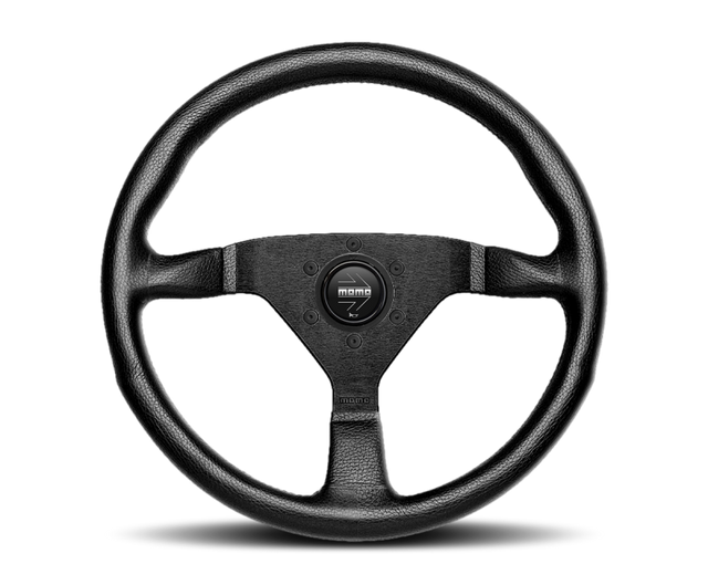 Momo Montecarlo Steering Wheel 350mm Black Leather/Red Stitch/Black Spokes
