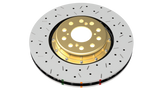 DBA 04-07 STi/2017 BRZ w/Perf. Pkg. 10 Hole Front Drilled/Slotted 5000 Series 2 Pc Rotor w/Gold Hat