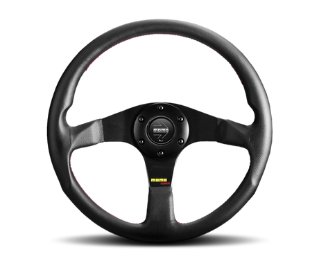 Momo Tuner Steering Wheel 320mm Black Leather/Red Stitch/Black Spokes