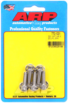 ARP M6 x 1.0 x 20 SS 12pt Bolts (5/pkg)