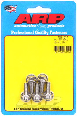 ARP M6 x 1.0 x 16 SS 12pt Bolts (5/pkg)