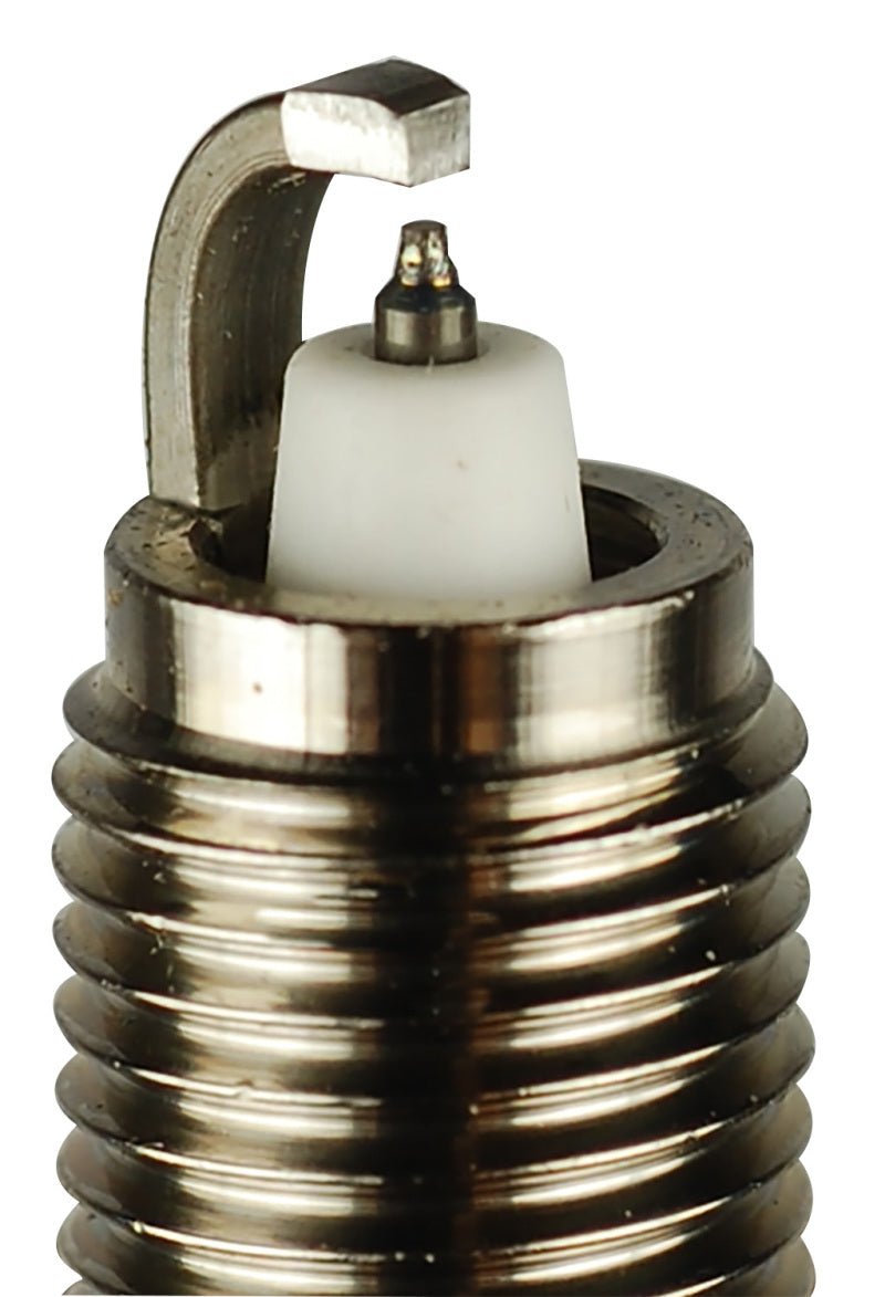 Set of four NGK SILZKBR8D8S Laser Iridium spark plugs, stock number 97506 - up close tip view