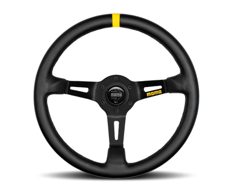 Momo MOD08 Steering Wheel 350mm Black Leather/Black Spokes/1 Stripe