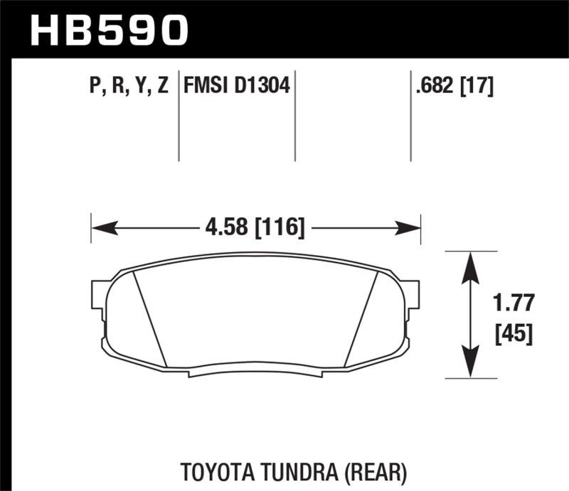 Hawk 2019 Toyota Tundra/2019 Lexus NX300 HP Plus Brake Pad Set | HB590N.682