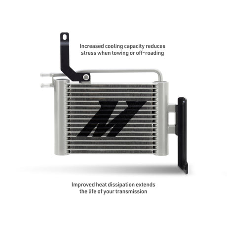 Close-up of Mishimoto aluminum transmission cooler core for Toyota 4Runner 4.0L