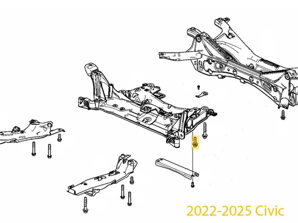 OEM Honda 90163-TGH-A01 subframe bolt and washer 14x45 2022-2025 Civic Diagram