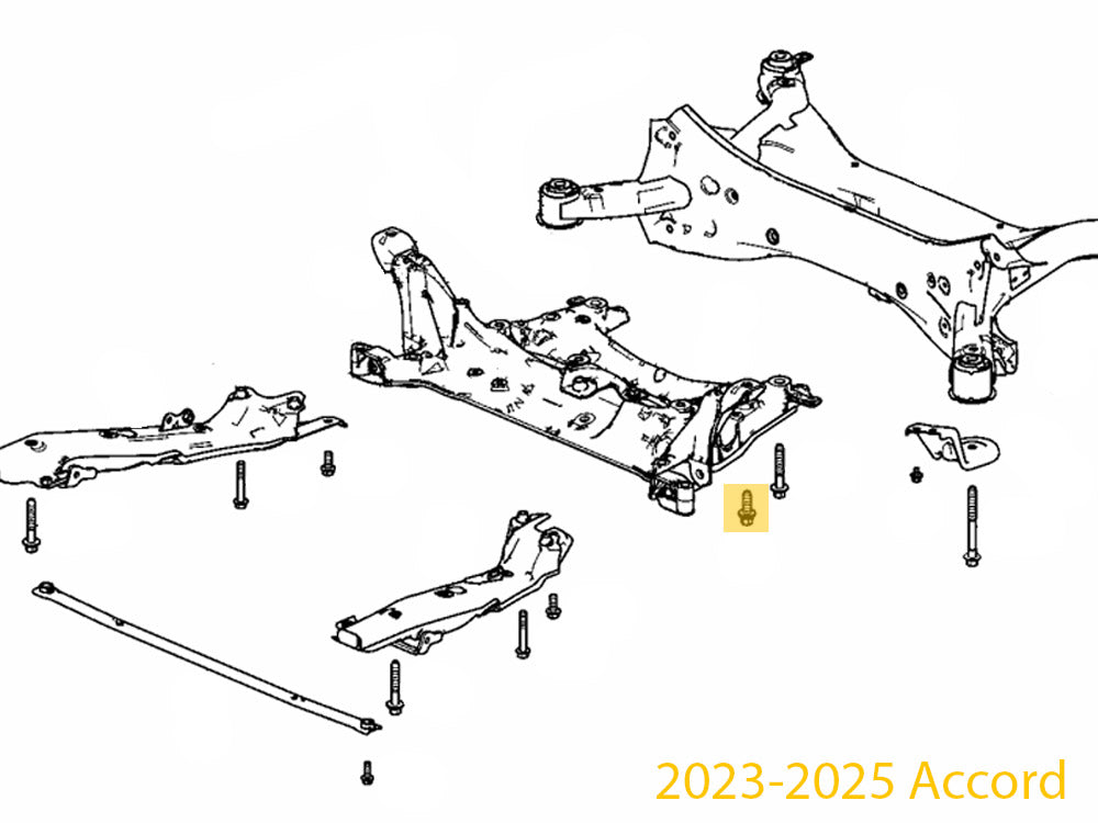 OEM Honda 90163-TGH-A01 subframe bolt and washer 14x45 2023-2025 Accord Diagram