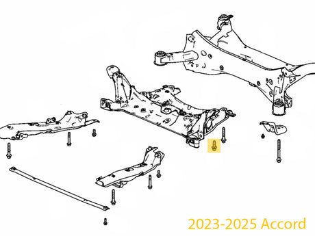 OEM Honda 90163-TGH-A01 subframe bolt and washer 14x45 2023-2025 Accord Diagram