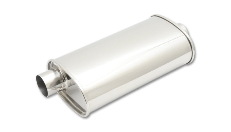 Vibrant StreetPower Oval Muffler 5in x 9in x 15in long body 3in inlet I.D. x 3in outlet Offset-Center