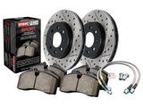 Rear Brakes Package Drilled Slotted Rotors, Brake Pads, Stainless Braided Brake Lines