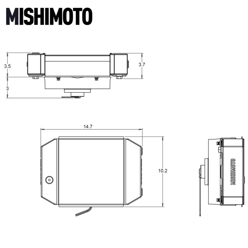 Diagram with Dimension for Mishimoto Drag Radiator 