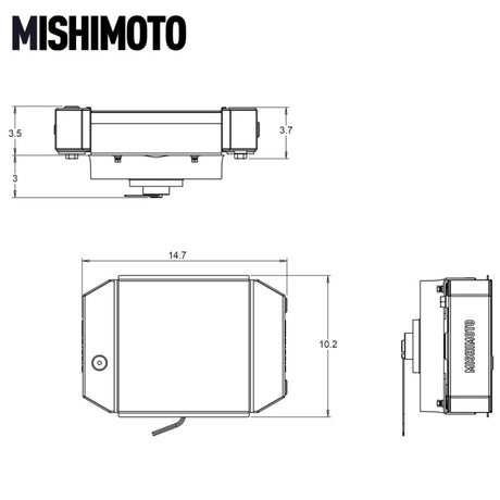 Diagram with Dimension for Mishimoto Drag Radiator 