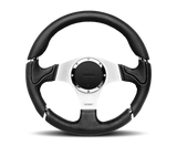 Momo Millenium Steering Wheel 350mm Black Leather/Black Stitch/Brshd Spokes