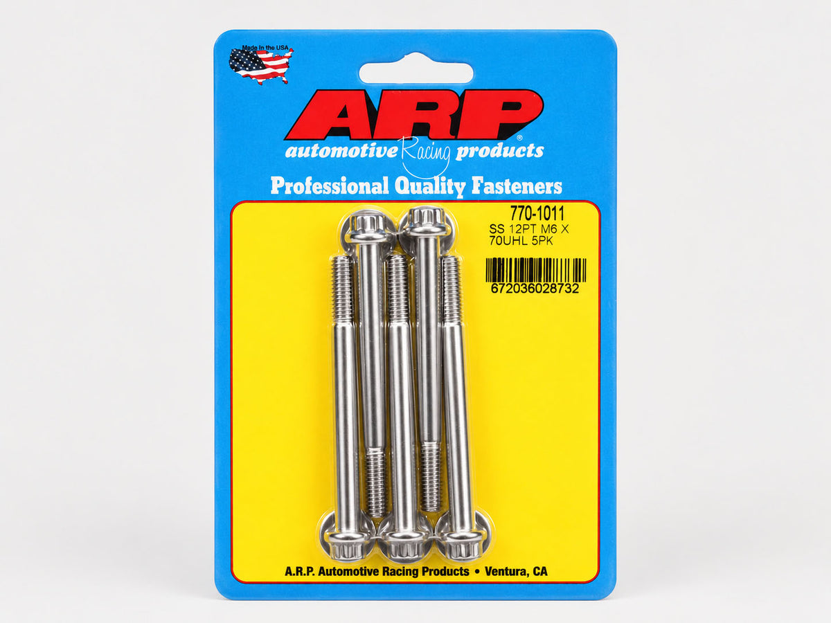 ARP 770-1011 M6 x 1.00 x 70mm stainless 12-point bolts 5 pack