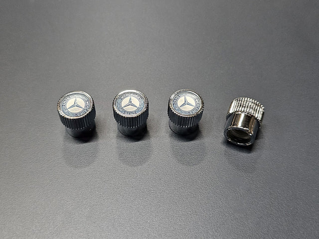 Mercedes-Benz Chrome Valve Stem Caps | Laurel Wreath Logo on Silver ...