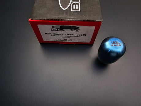 BLOX Racing BXAC-00219 6-speed Torch Blue weighted shift knob M10x1.25 gear indicator view