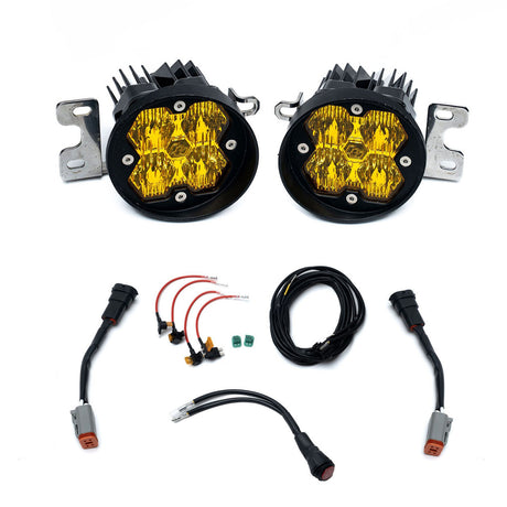 Baja Designs Squadron-R 2.0 Sport Baja Amber fog kit with two LED lights, brackets and wiring harnesses