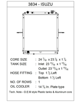 CSF 3834 Radiator Isuzu NPR Dimension Diagram