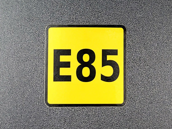 E85 Fuel Only Decal Sticker – 3 x 3 Inches – Outdoor-Grade Vinyl