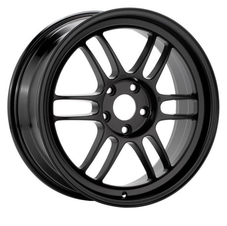 Enkei RPF1 matte-black 17x9 wheel with 5x100 bolt pattern and +45 mm offset