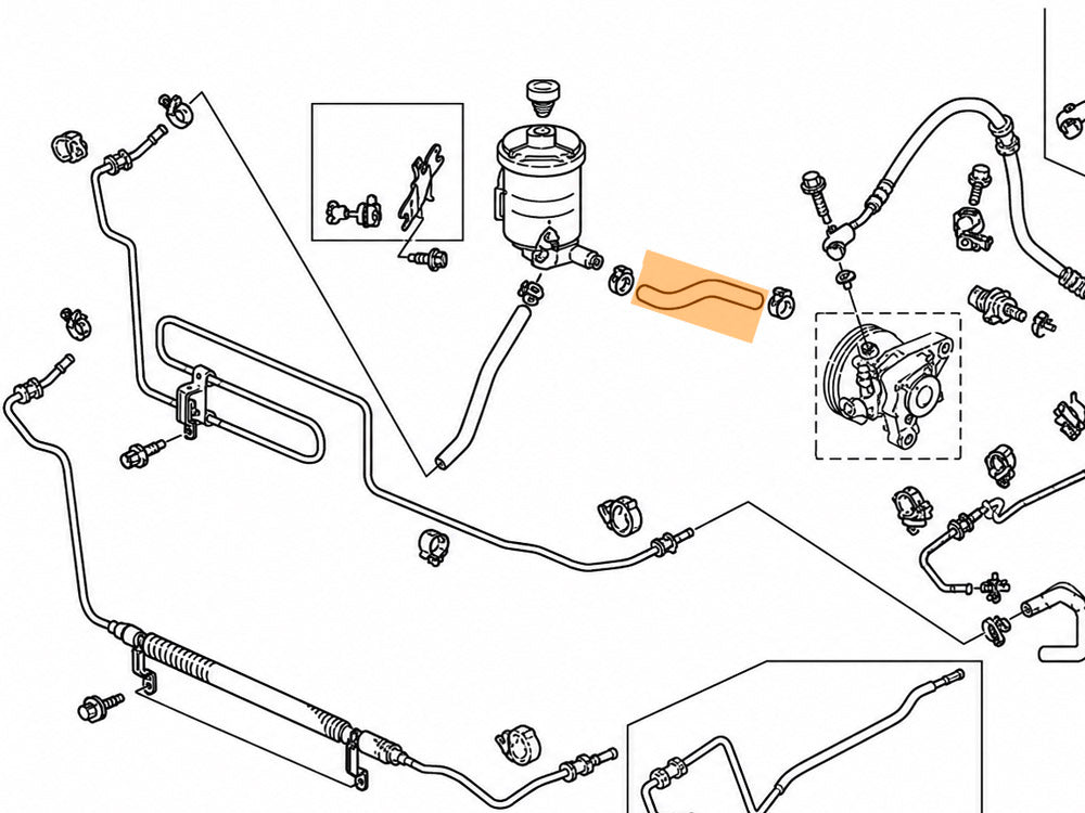 Diagram for OEM Honda 53731-SHJ-A01 power steering suction hose for 05-10 Odyssey 