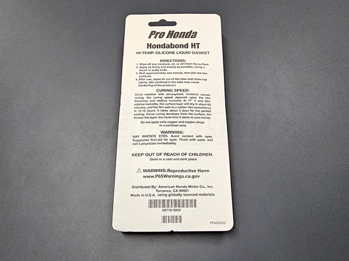 Honda Bond Hi-Temp Liquid Gasket (1.9 oz.) 08718-0004 Directions and Curing Speed