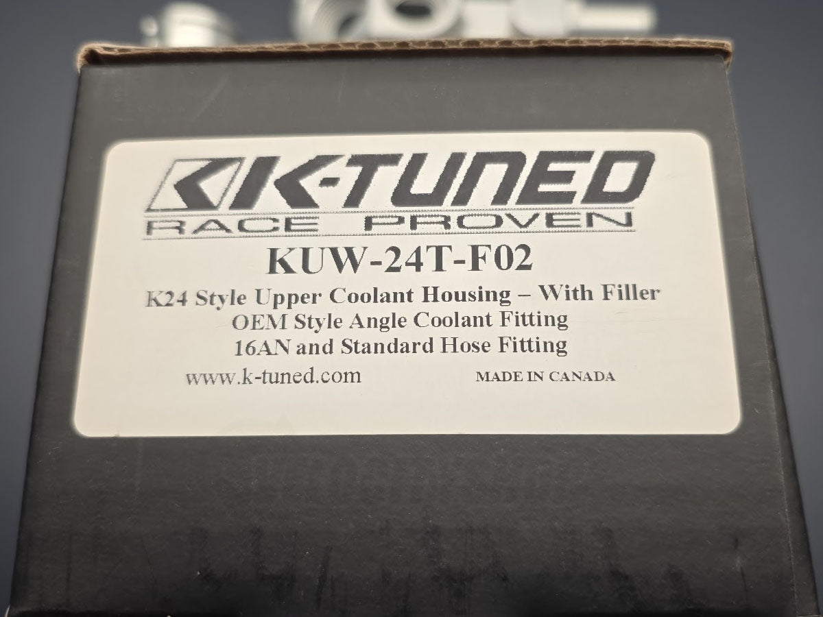 K-Tuned KUW-24T-F02 box label for K24 style upper coolant housing