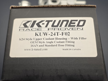 K-Tuned KUW-24T-F02 box label for K24 style upper coolant housing