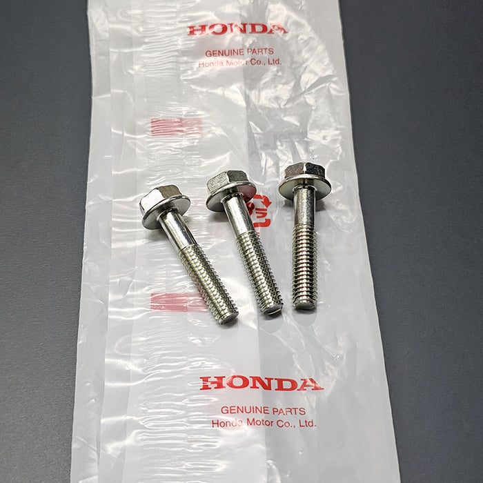 Genuine Honda B16/B18 VTEC spool valve mounting bolts close-up, 3-piece set