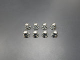 OEM B-Series Valve Cover Nuts 8‑pc kit on engine bay, stainless steel acorn nuts 10 mm