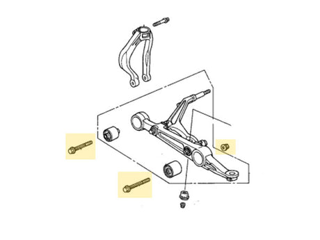OEM EG DC Front Lower Arms Bolts and Nuts Diagram