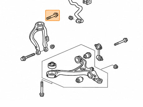 OEM Honda 7th Gen Accord Acura 1st Gen TSX front damper lock bolts 90117-S0A-000 Diagram