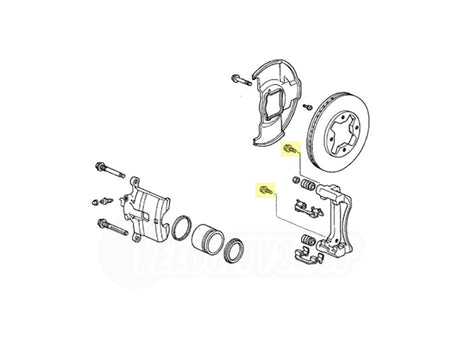 OEM Honda Acura front brake caliper bracket bolts diagram