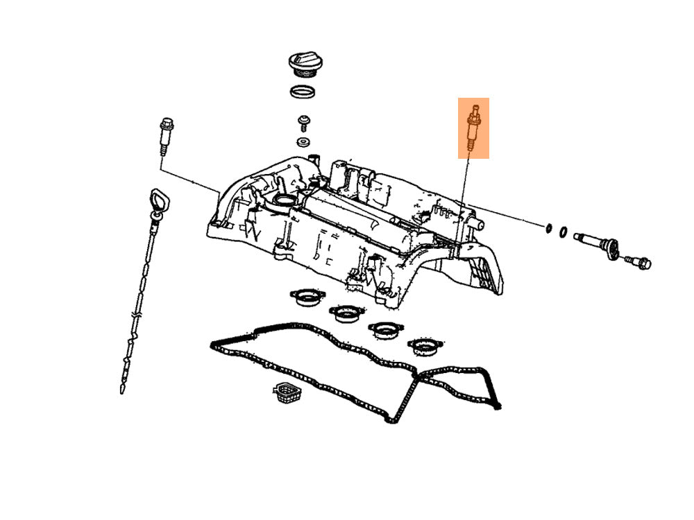 Genuine Honda Acura K24W valve cover bolt with ball stud diagram