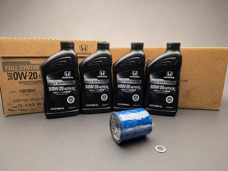 Genuine OEM Honda 0W-20 GF-7 oil change kit with 4 quarts filter and washer