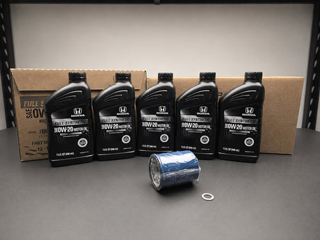Genuine OEM Honda 0W-20 GF-7 oil change kit with 5 quarts filter and washer